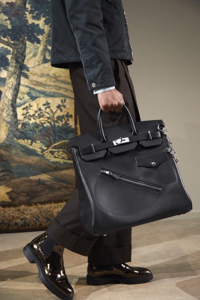 hermes travel bag men's Unisex Chocolate Clemence Leather Tote Bag, New in Box! Hermes Fall 2026 Men's Fashion